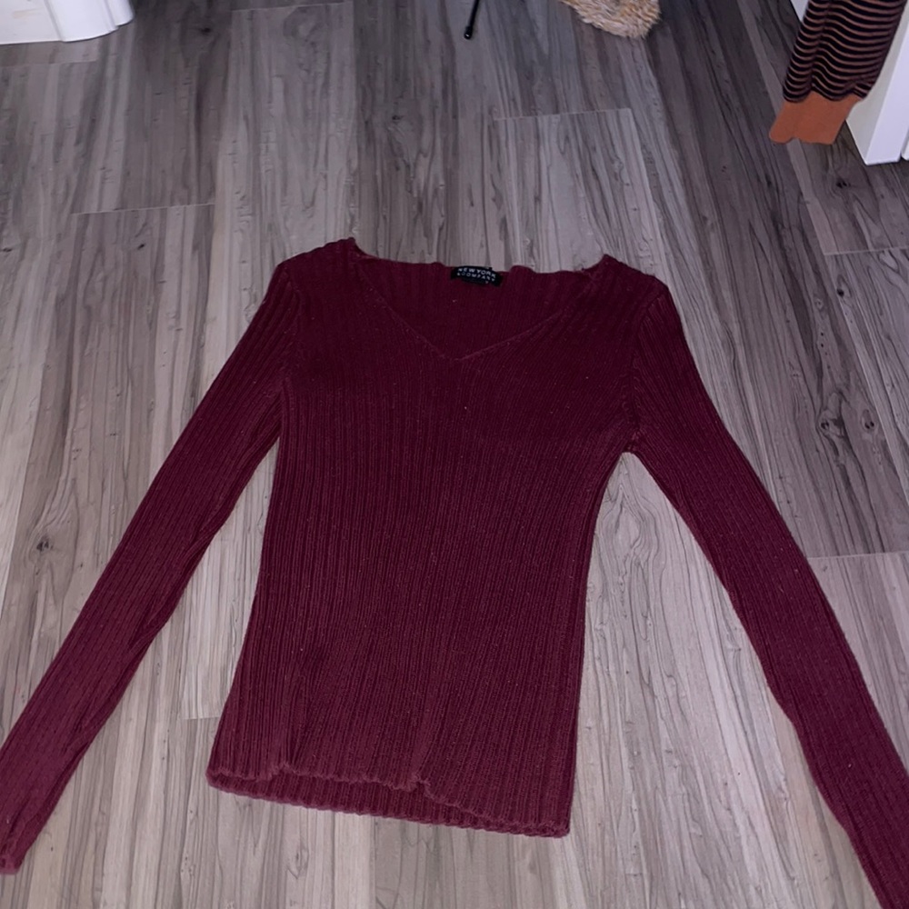 Burgundy Long Sleeve Shirt.